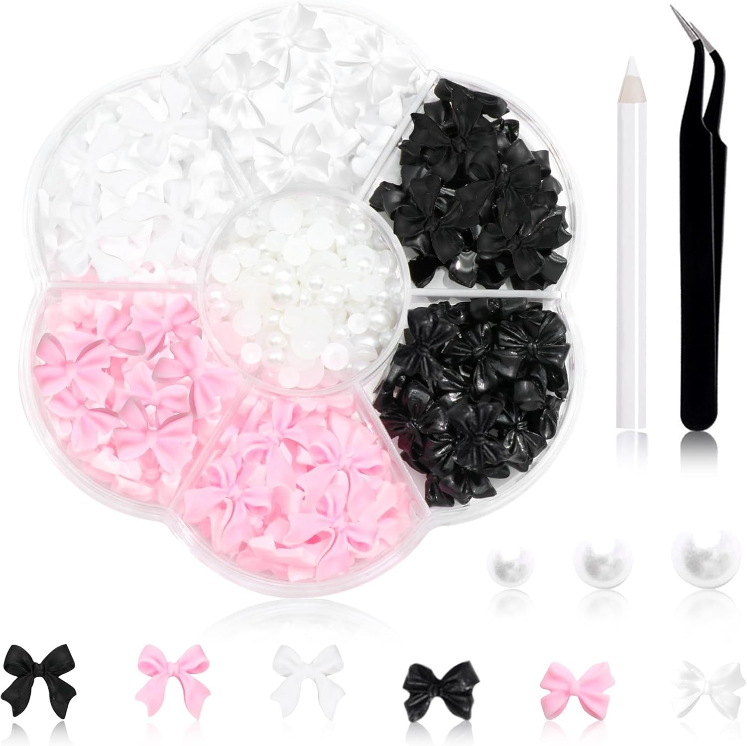 3D Bowknot Flatback Half Pearls for Nail Art