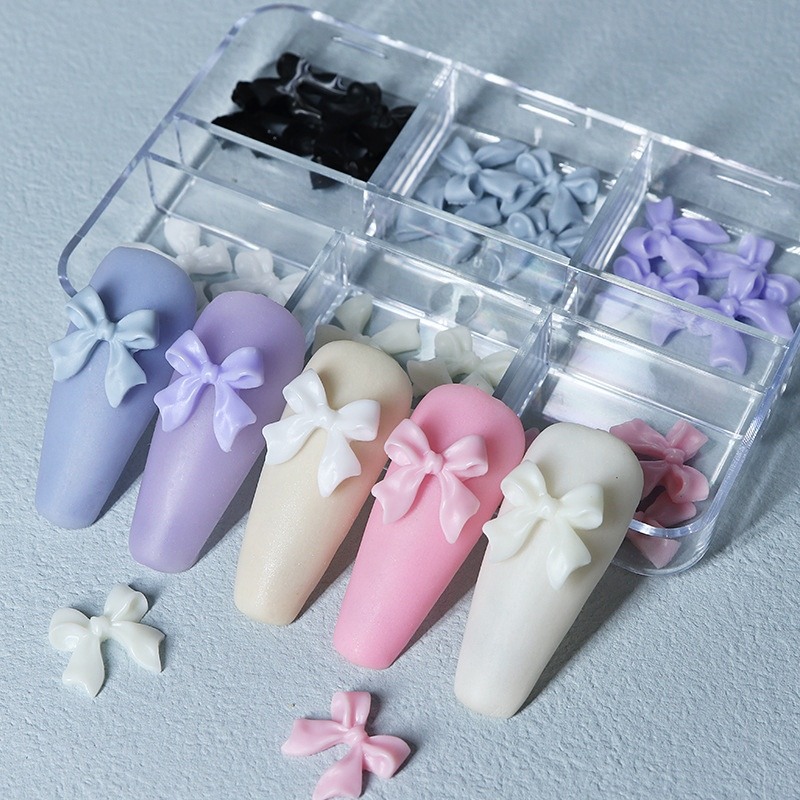 3D Resin Bow Nail Charms Set