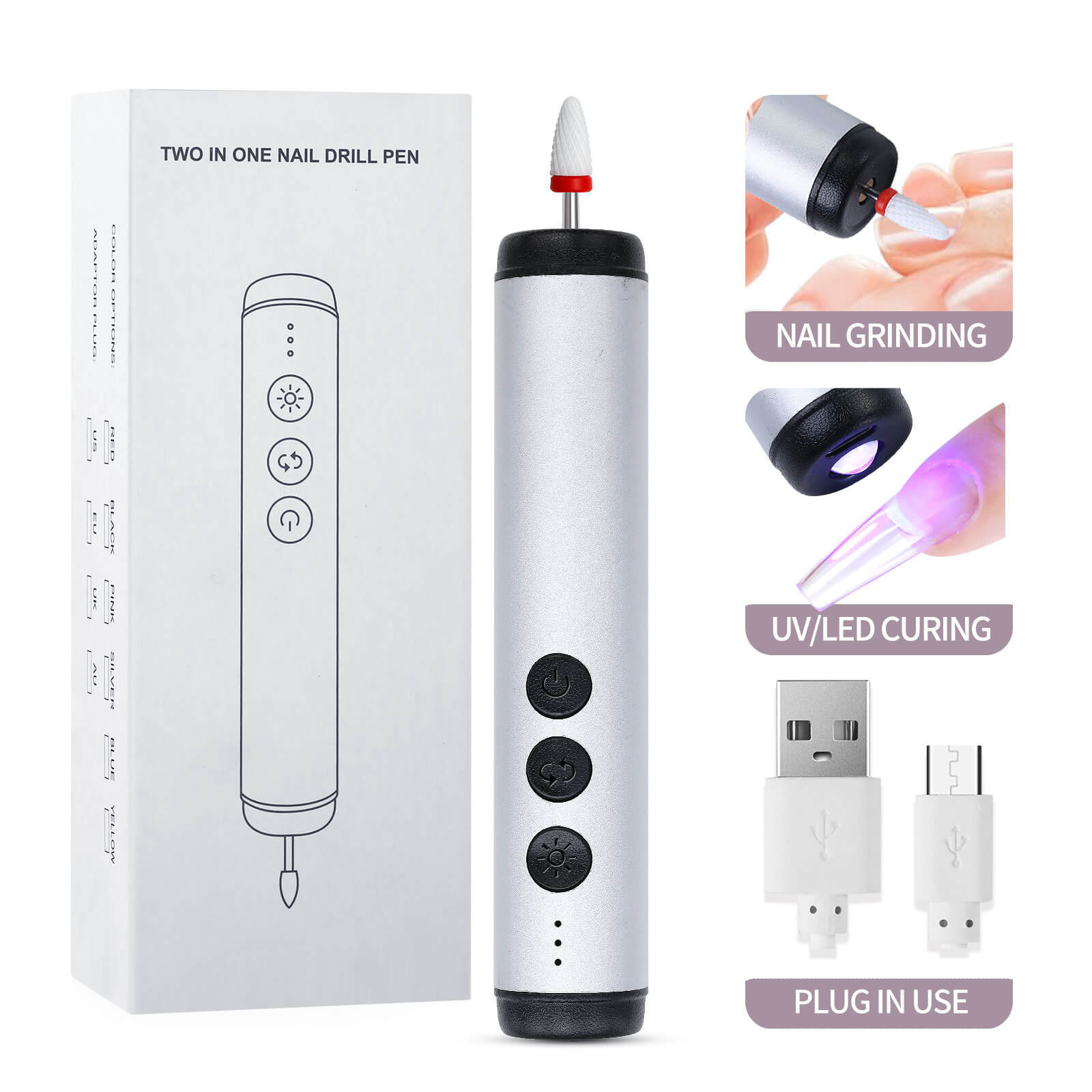 2-in-1 Multifunctional Nail Drill & UV LED Nail Lamp Pen