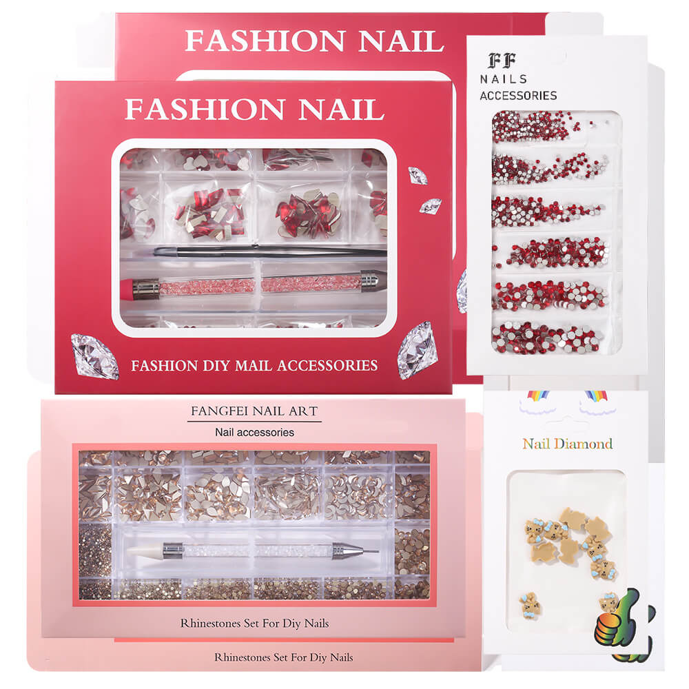 Fashion Nail Art Rhinestone & Charm Packaging Set
