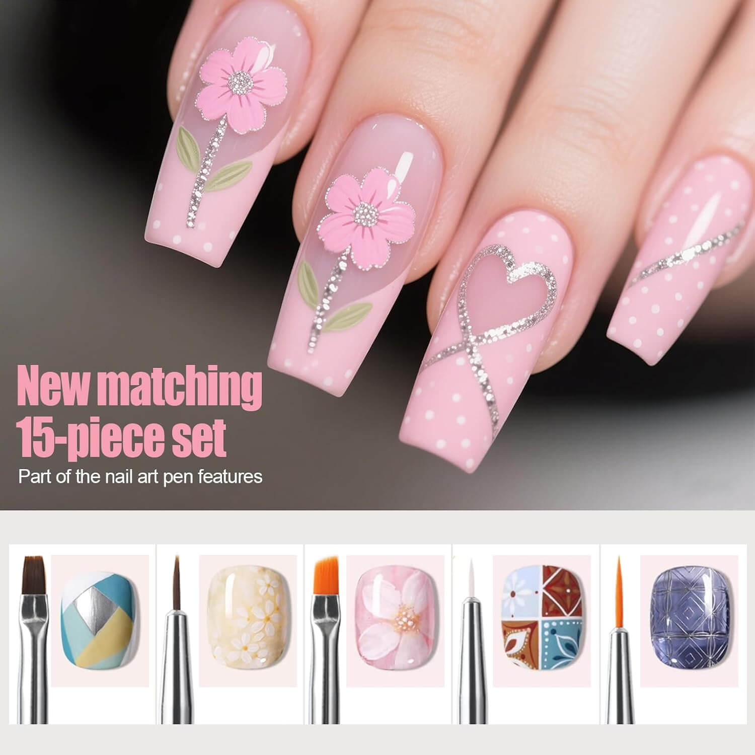 15pcs Multi-Function Nail Art Brush Set