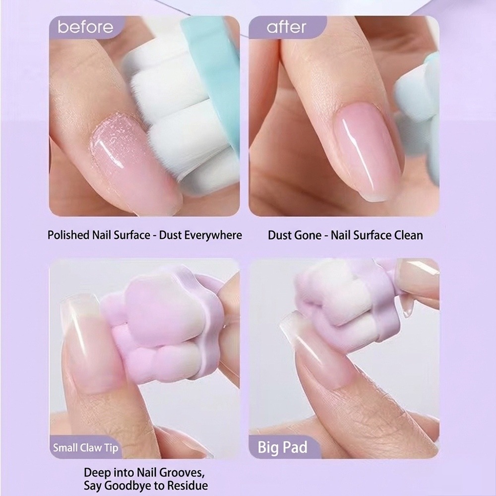 Cute Cat Paw Ring Nail Dust Brush